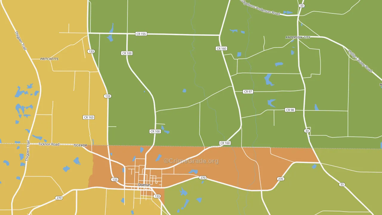 Sigsbee, GA Map of Burglary Rates