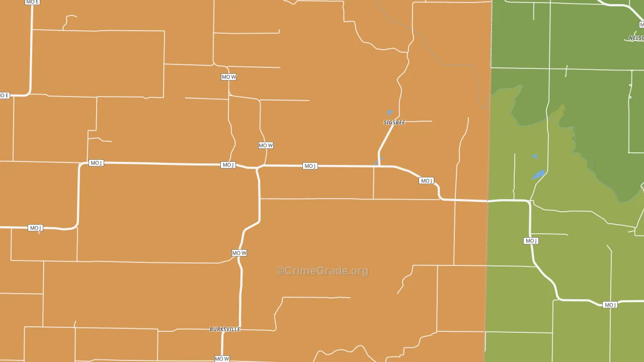 Sigsbee, MO Map of Burglary Rates