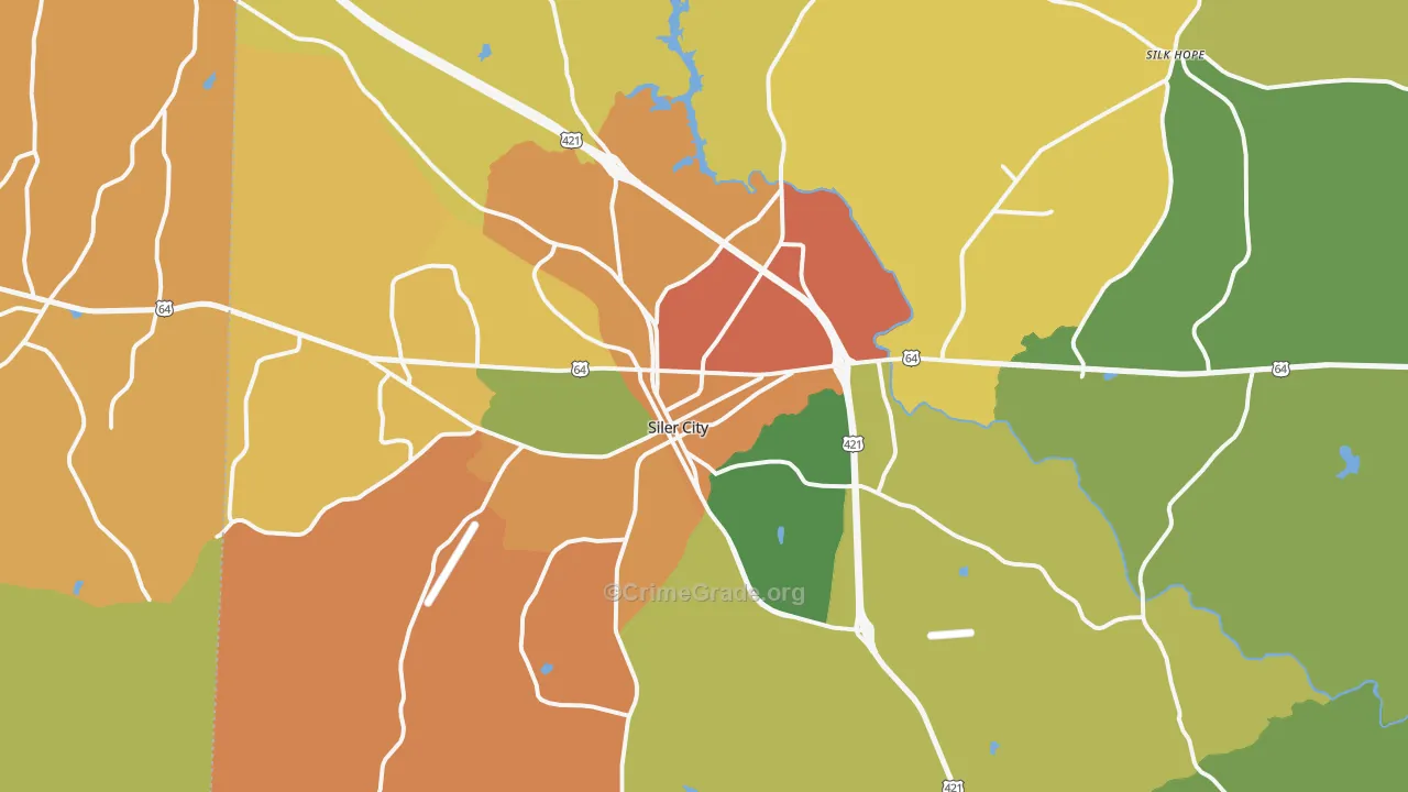 Siler City, NC Map of Burglary Rates