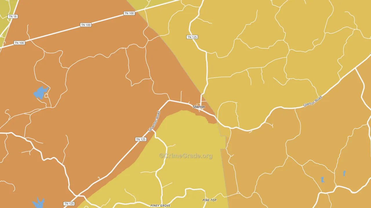 Silerton, TN Map of Burglary Rates