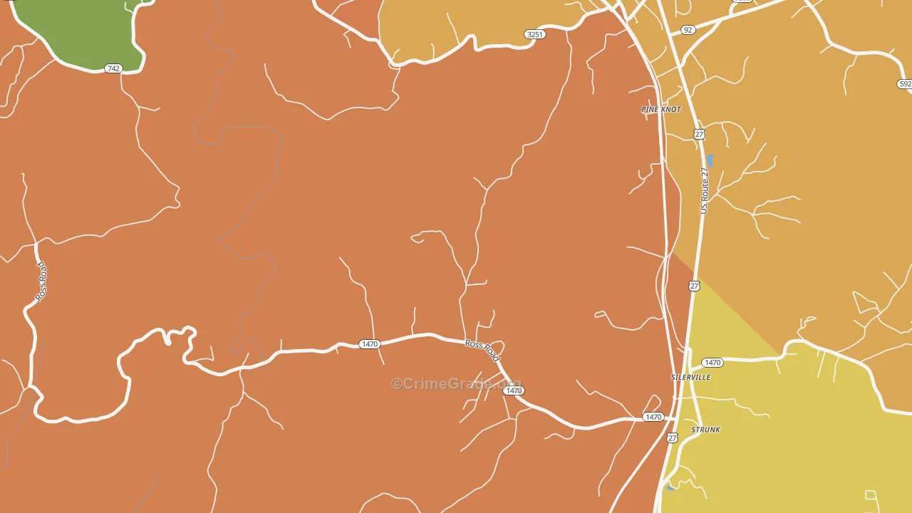 Silerville, KY Map of Burglary Rates