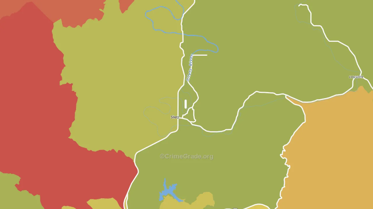 Siletz, OR Map of Burglary Rates