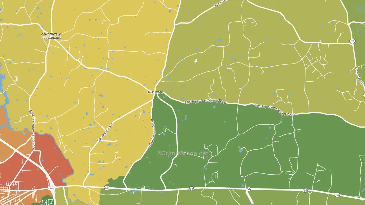 Silk Hope, NC Map of Burglary Rates