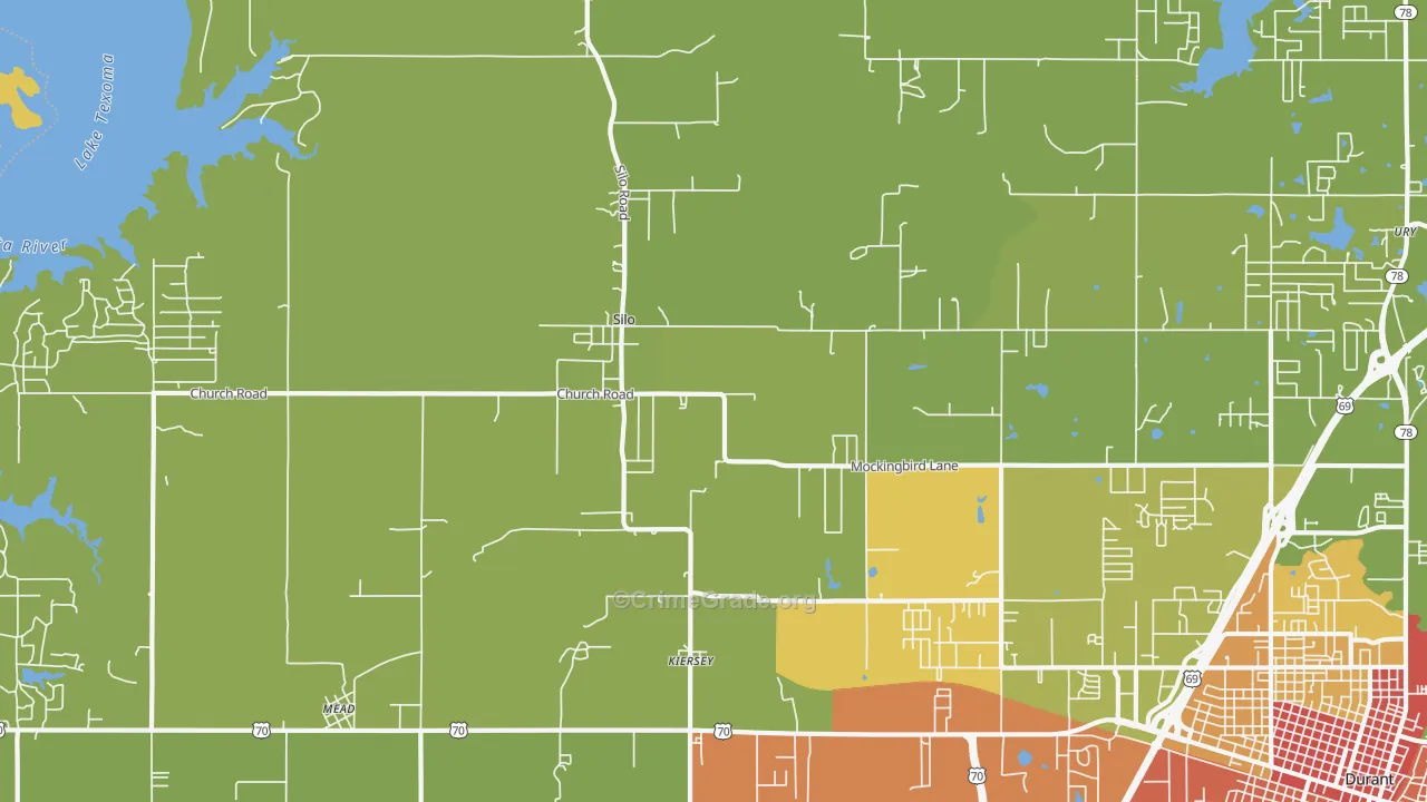 Silo, OK Map of Burglary Rates