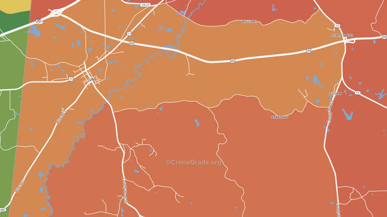 Siloam, AL Map of Burglary Rates
