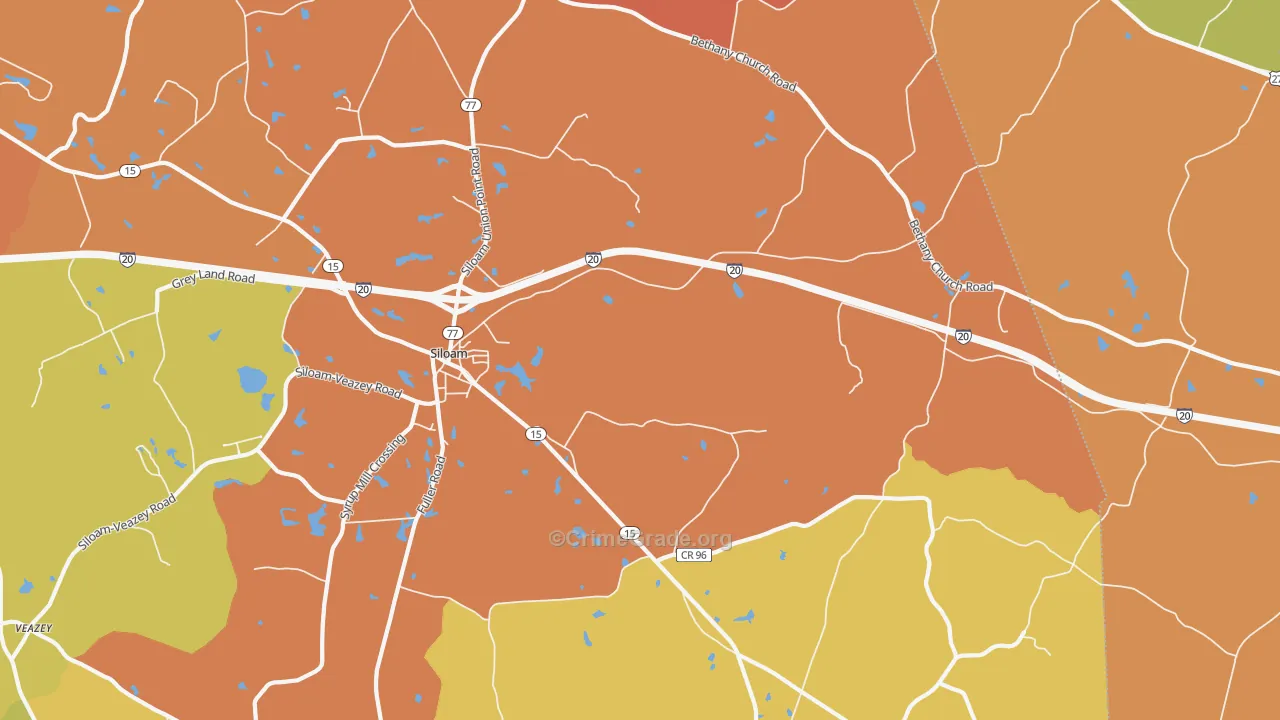 Siloam, GA Map of Burglary Rates