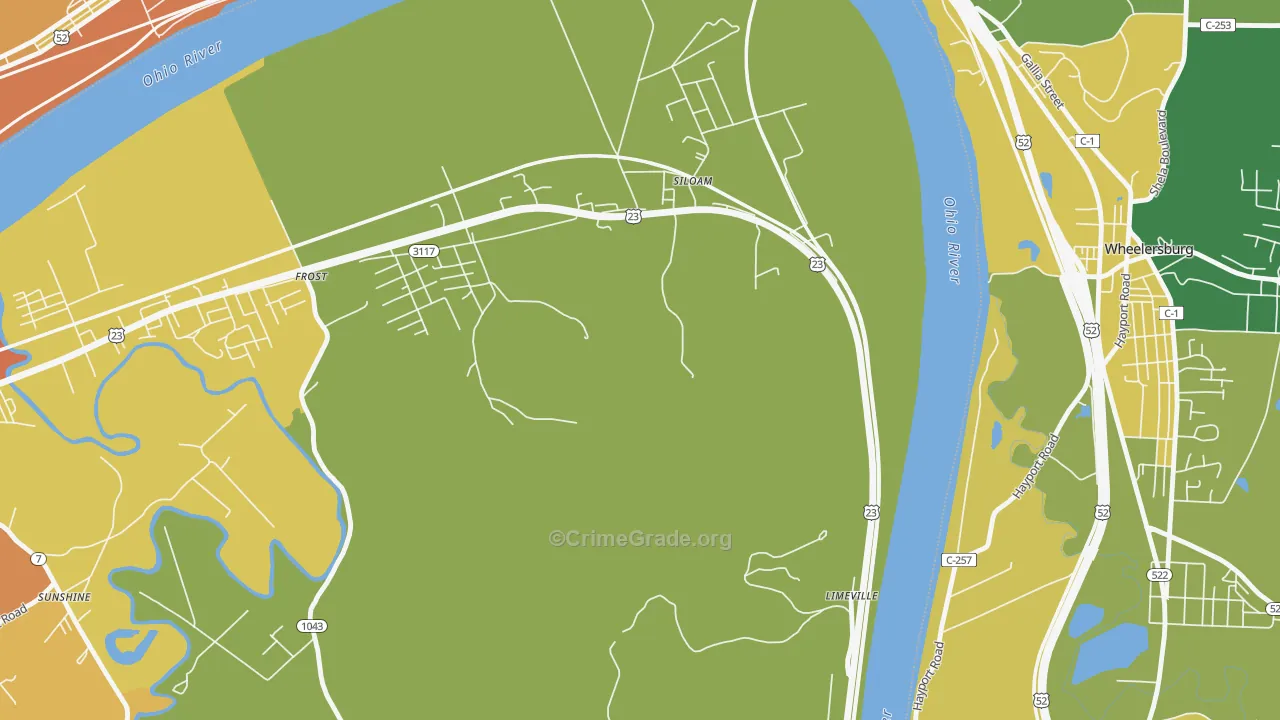 Siloam, KY Map of Burglary Rates