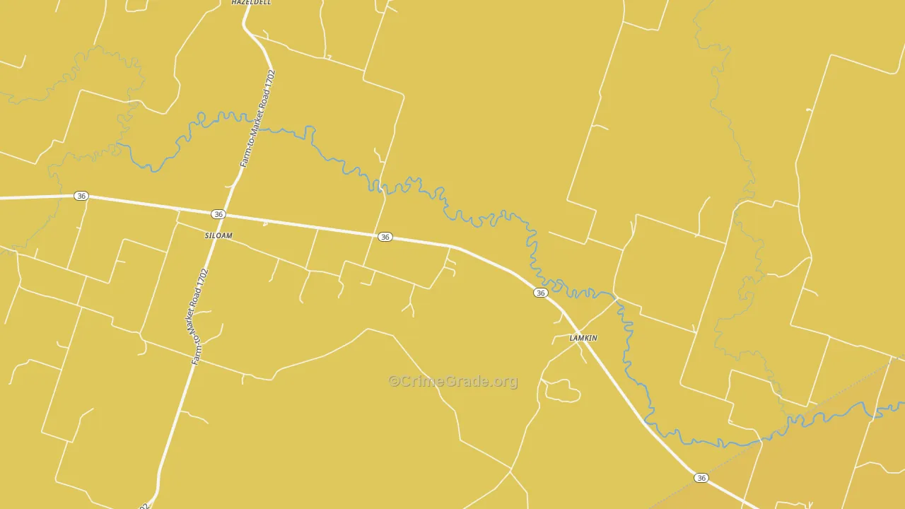 Siloam, TX Map of Burglary Rates