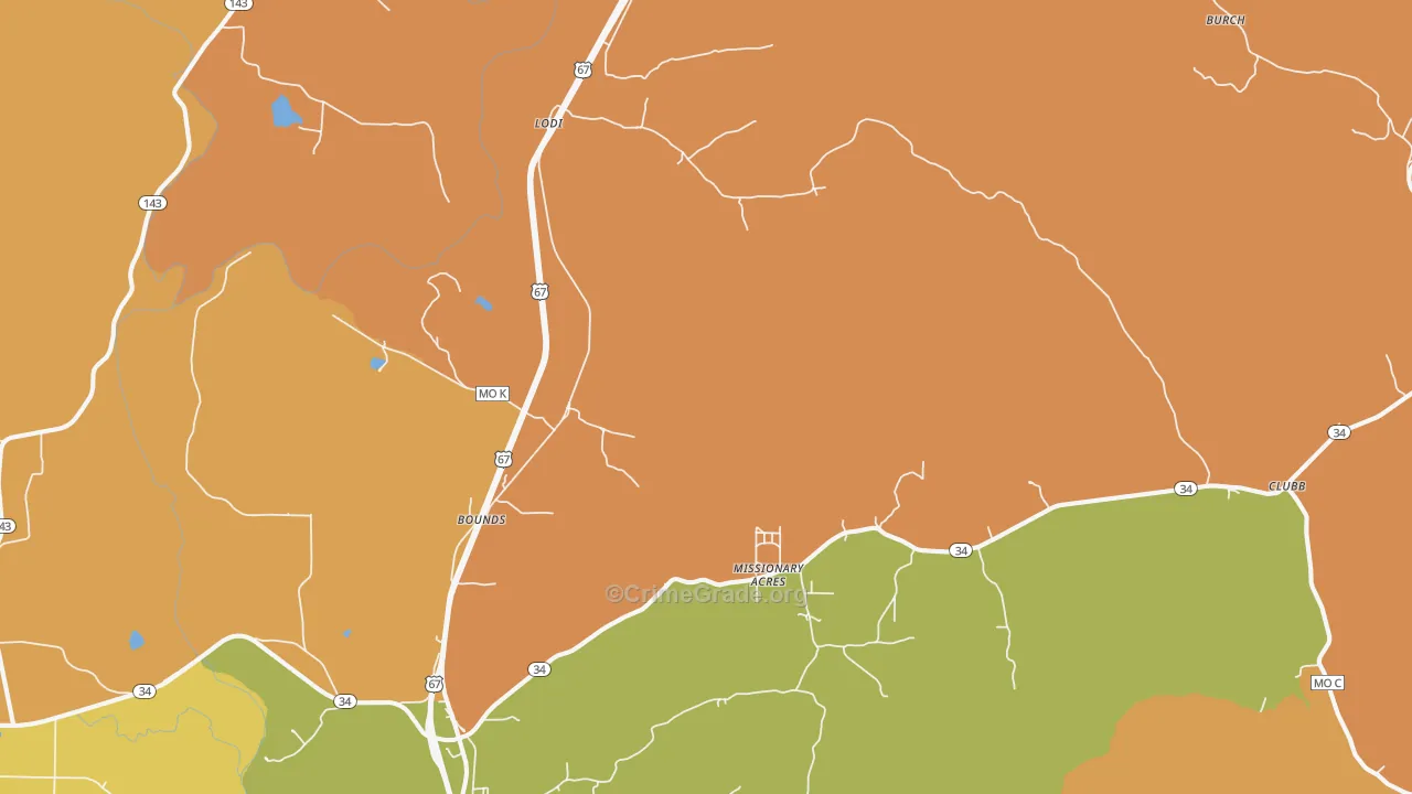 Silva, MO Map of Burglary Rates