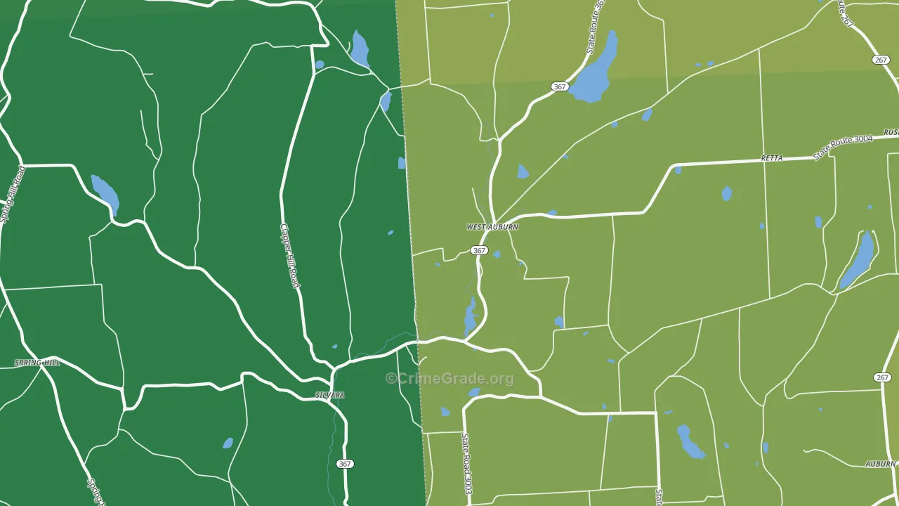 Silvara, PA Map of Burglary Rates