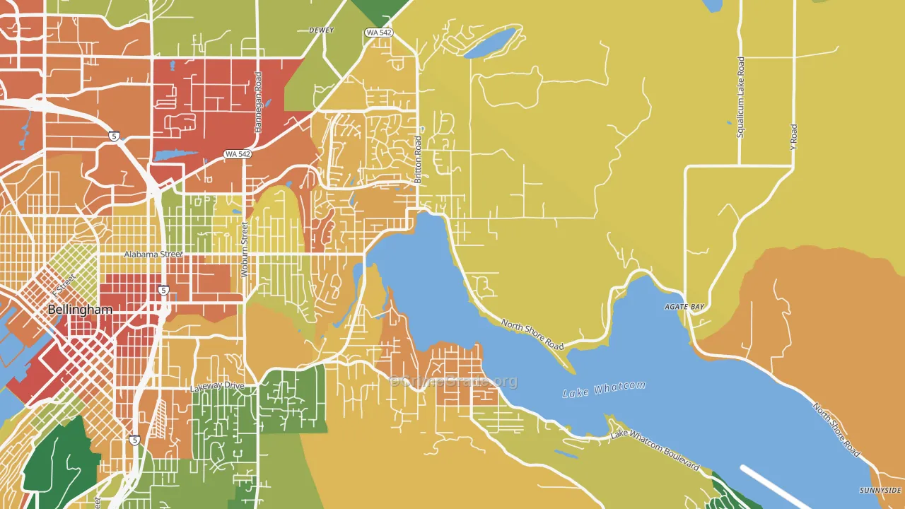 Silver Beach, Bellingham, WA Map of Burglary Rates