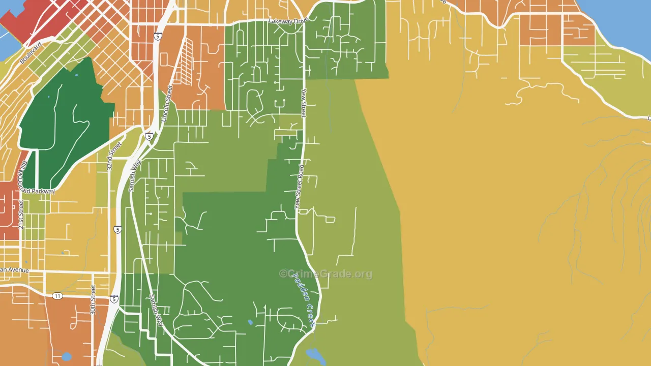 Silver Beach, WA Map of Burglary Rates