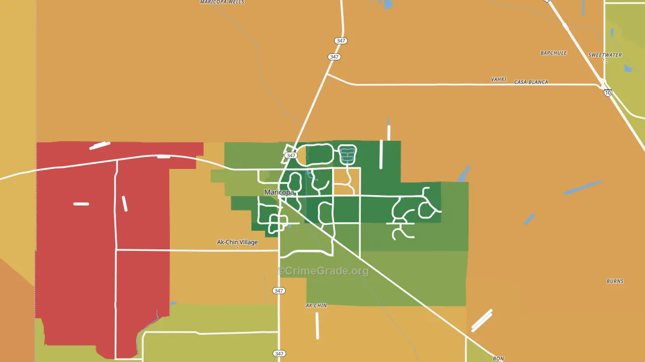 Silver Bell, AZ Map of Burglary Rates