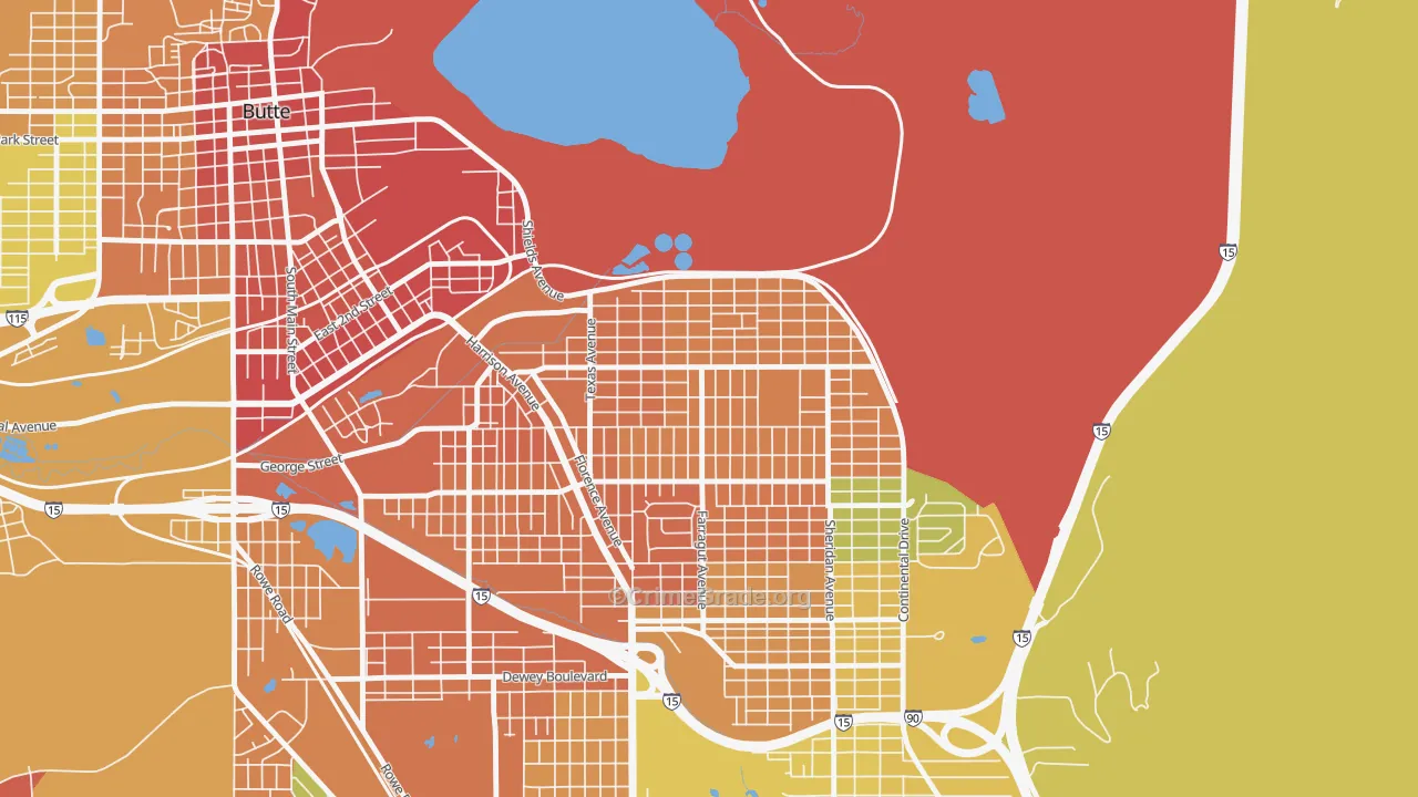 Silver Bow Park, Butte, MT Map of Burglary Rates