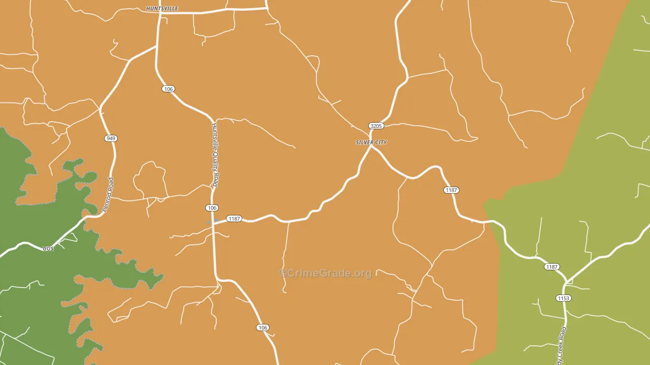 Silver City, KY Map of Burglary Rates