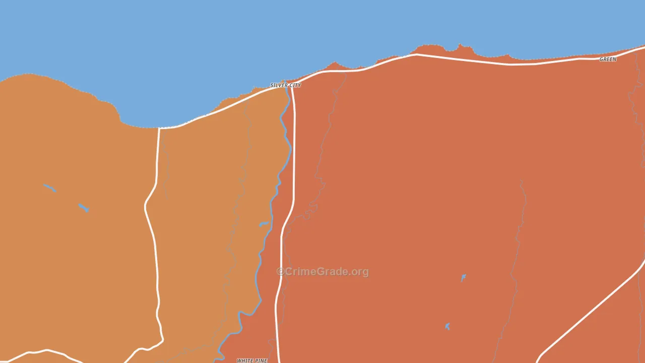 Silver City, MI Map of Burglary Rates