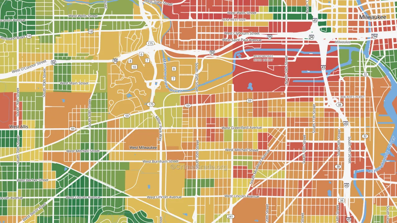 Silver City, Milwaukee, WI Map of Burglary Rates