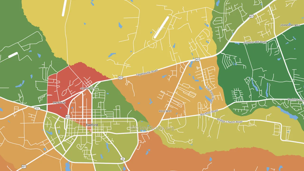 Silver City, NC Map of Burglary Rates