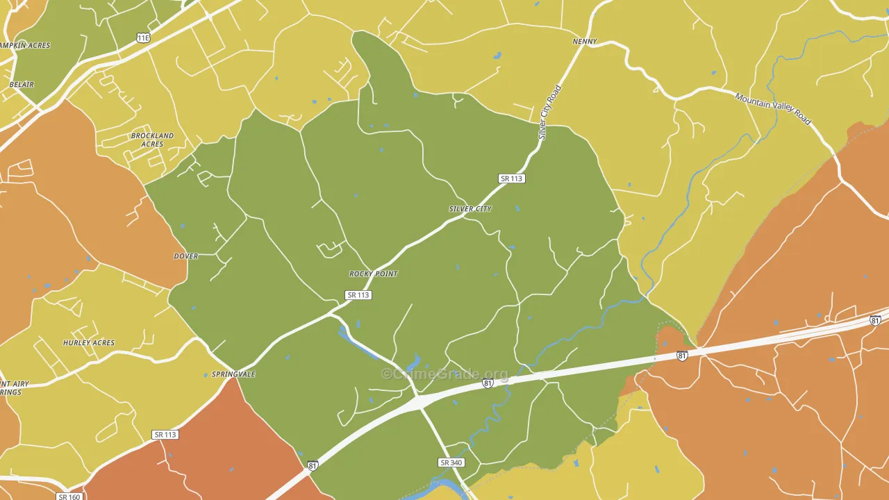 Silver City, TN Map of Burglary Rates
