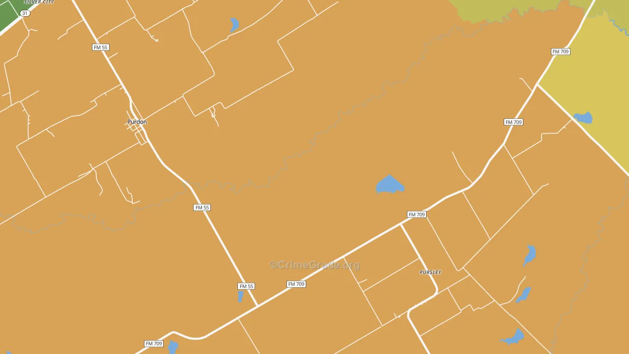 Silver City, TX Map of Burglary Rates