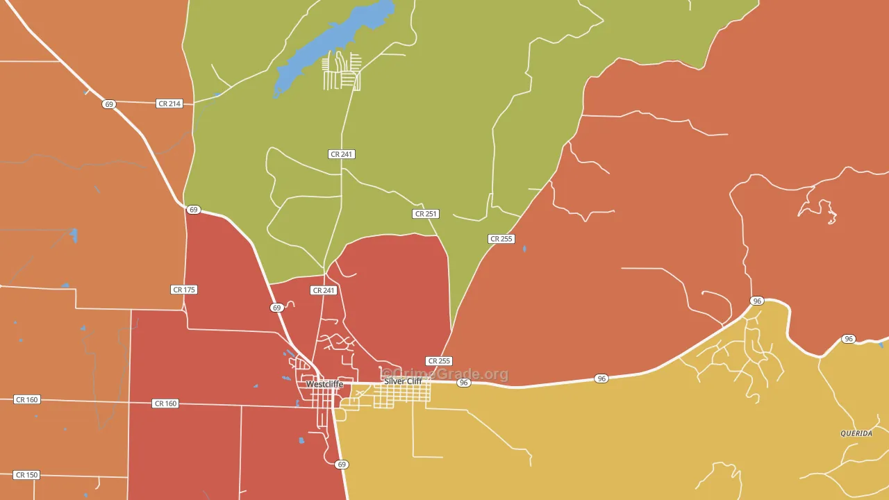 Silver Cliff, CO Map of Burglary Rates