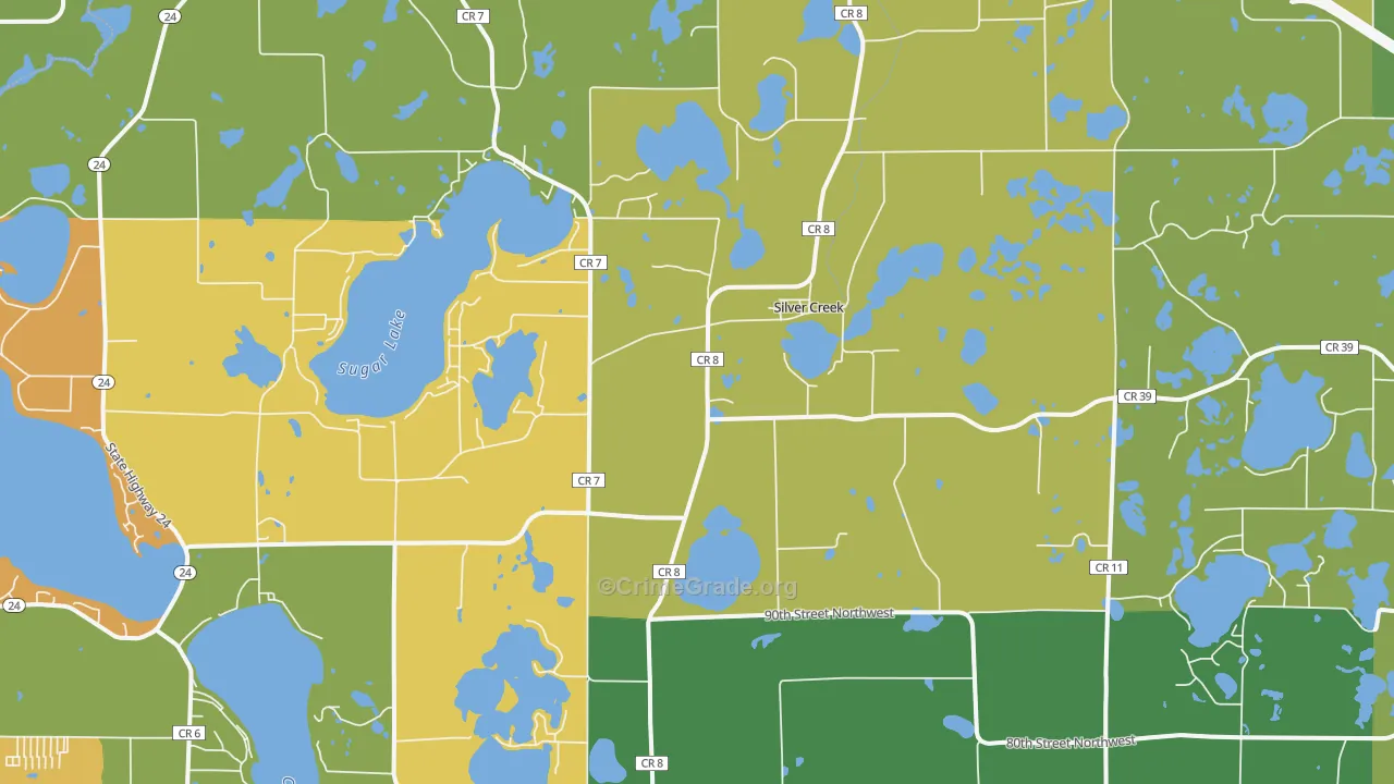Silver Creek, MN Map of Burglary Rates