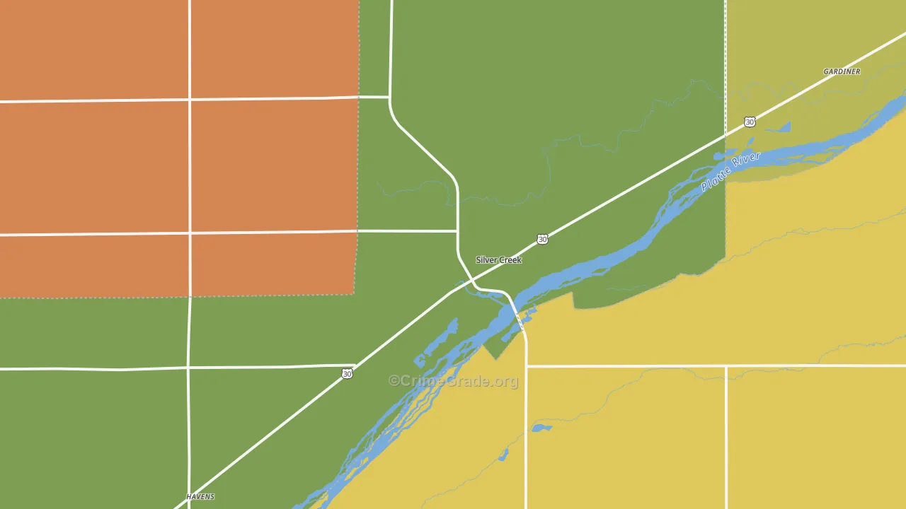 Silver Creek, NE Map of Burglary Rates