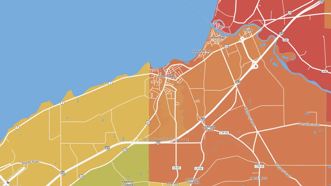 Silver Creek, NY Map of Burglary Rates