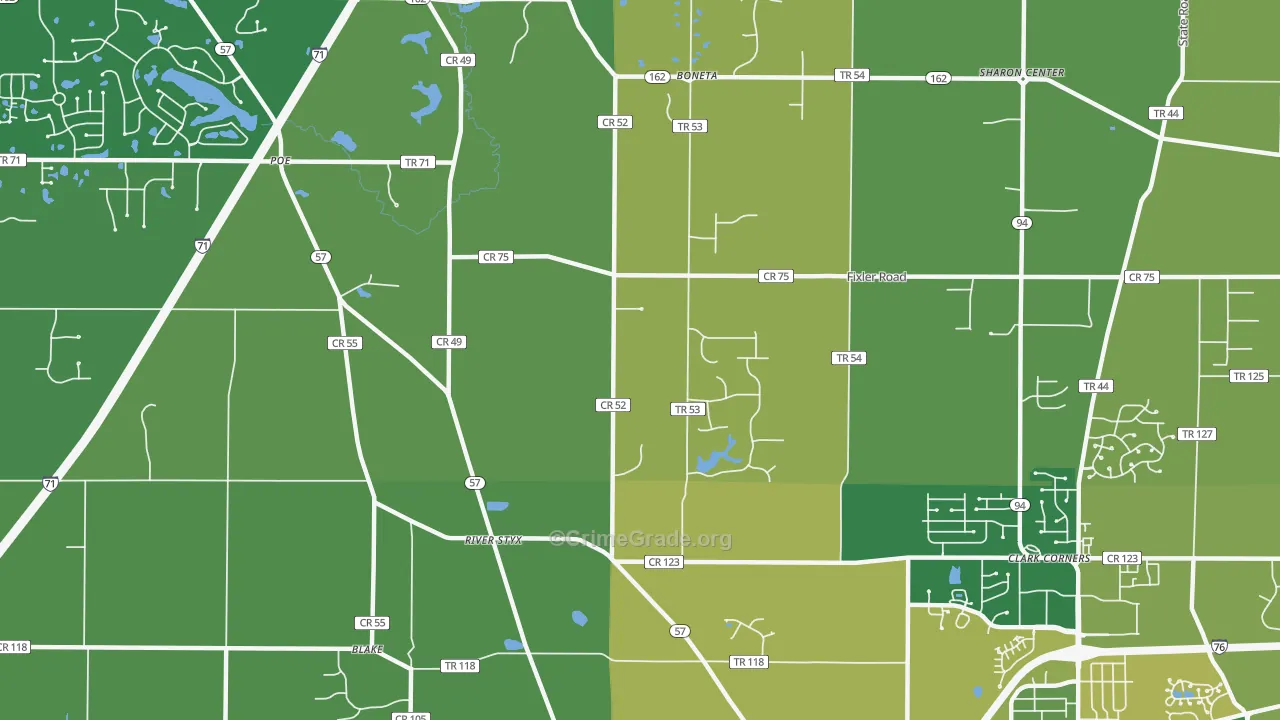 Silver Creek, OH Map of Burglary Rates