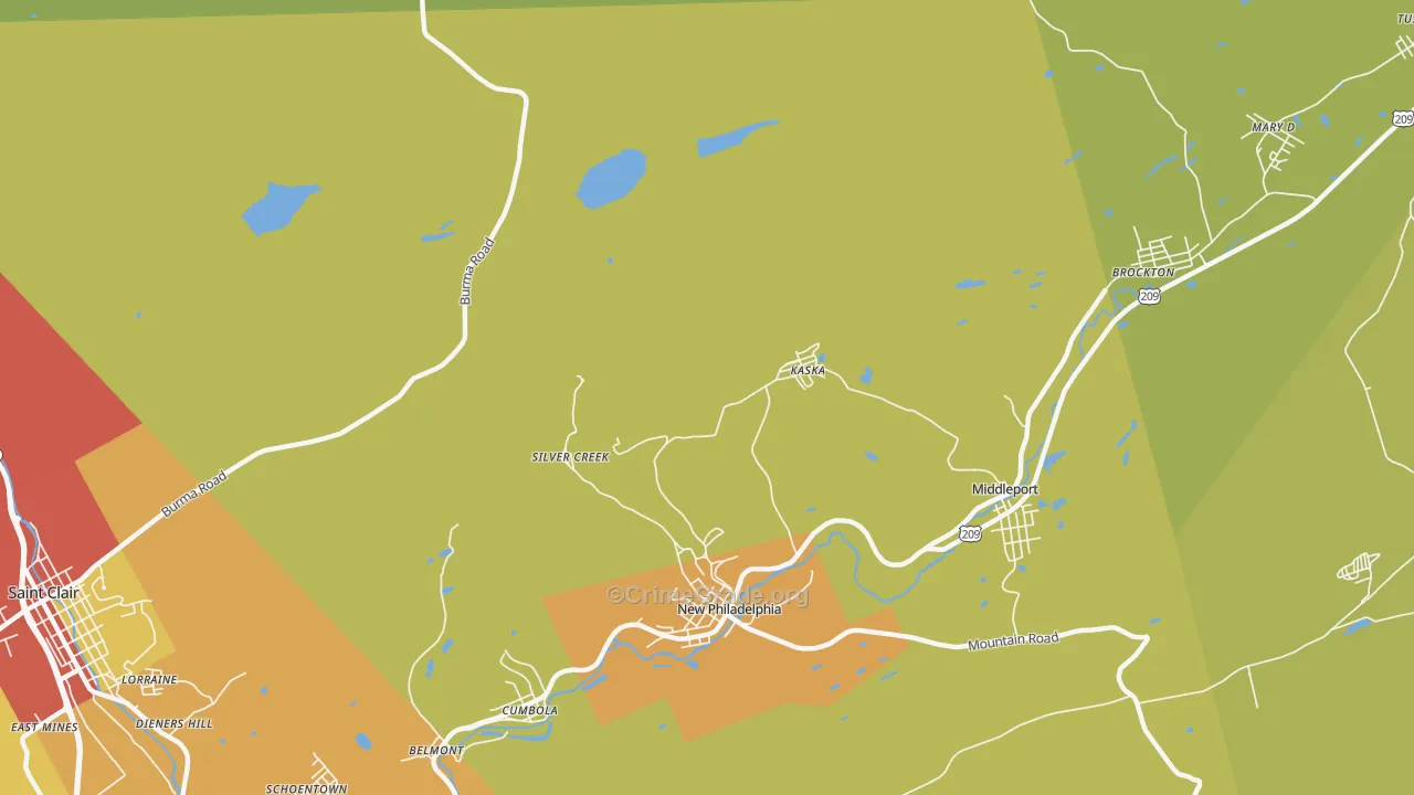 Silver Creek, PA Map of Burglary Rates
