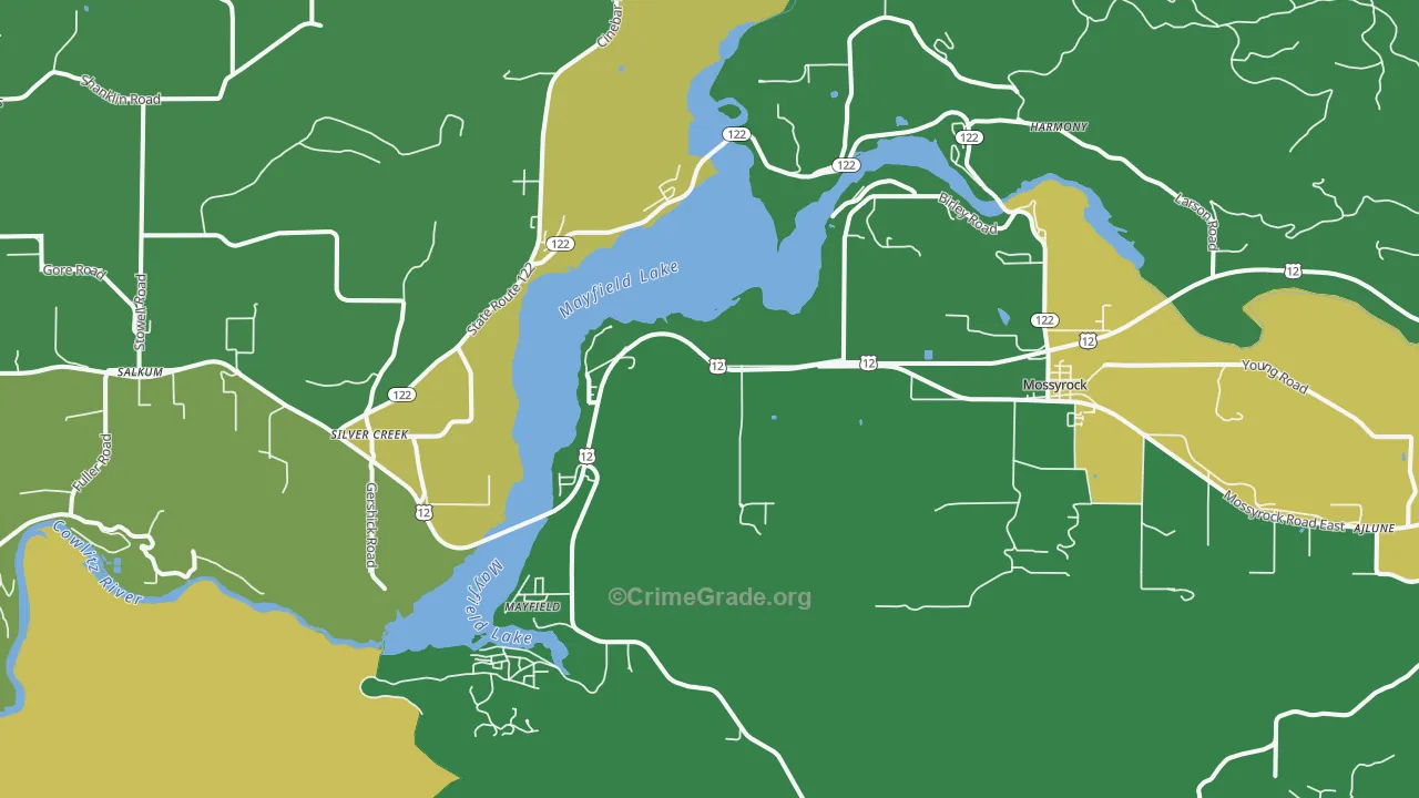 Silver Creek, WA Map of Burglary Rates
