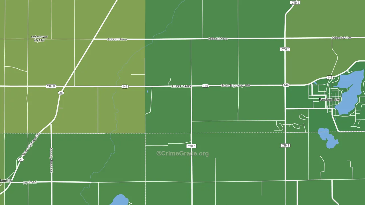 Silver Creek, WI Map of Burglary Rates