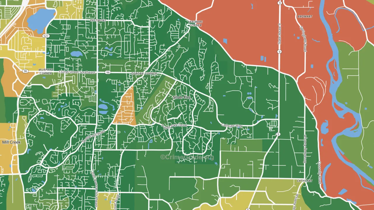 Silver Firs, WA Map of Burglary Rates