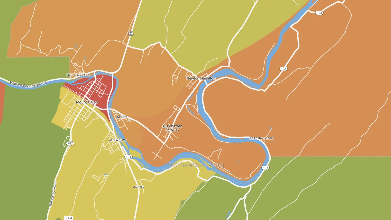 Silver Ford Heights, PA Map of Burglary Rates
