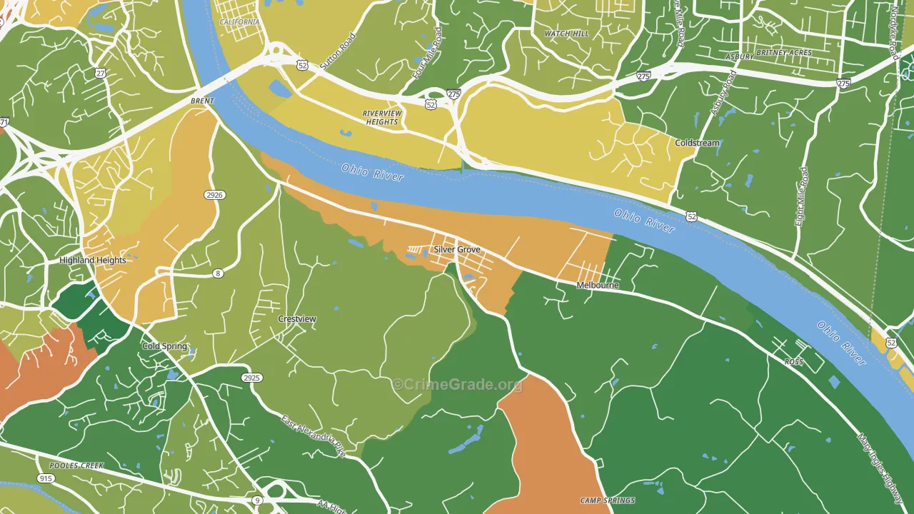 Silver Grove, KY Map of Burglary Rates