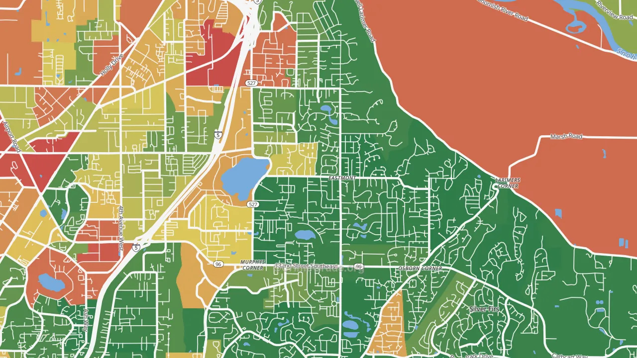 Silver Lake, Eastmont, WA Map of Burglary Rates