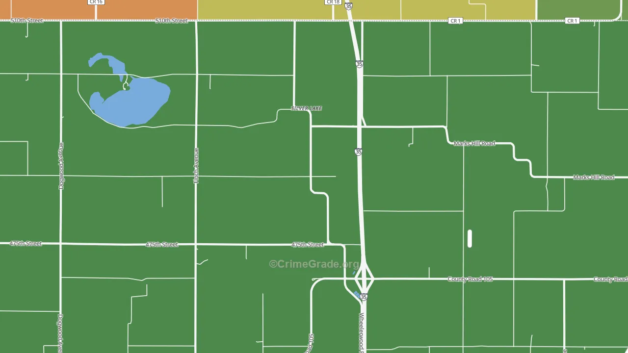 Silver Lake, IA Map of Burglary Rates