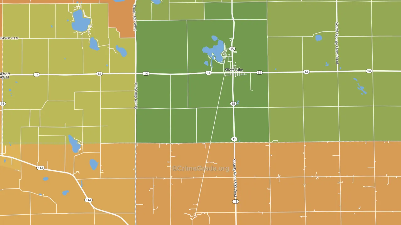 Silver Lake, IN Map of Burglary Rates