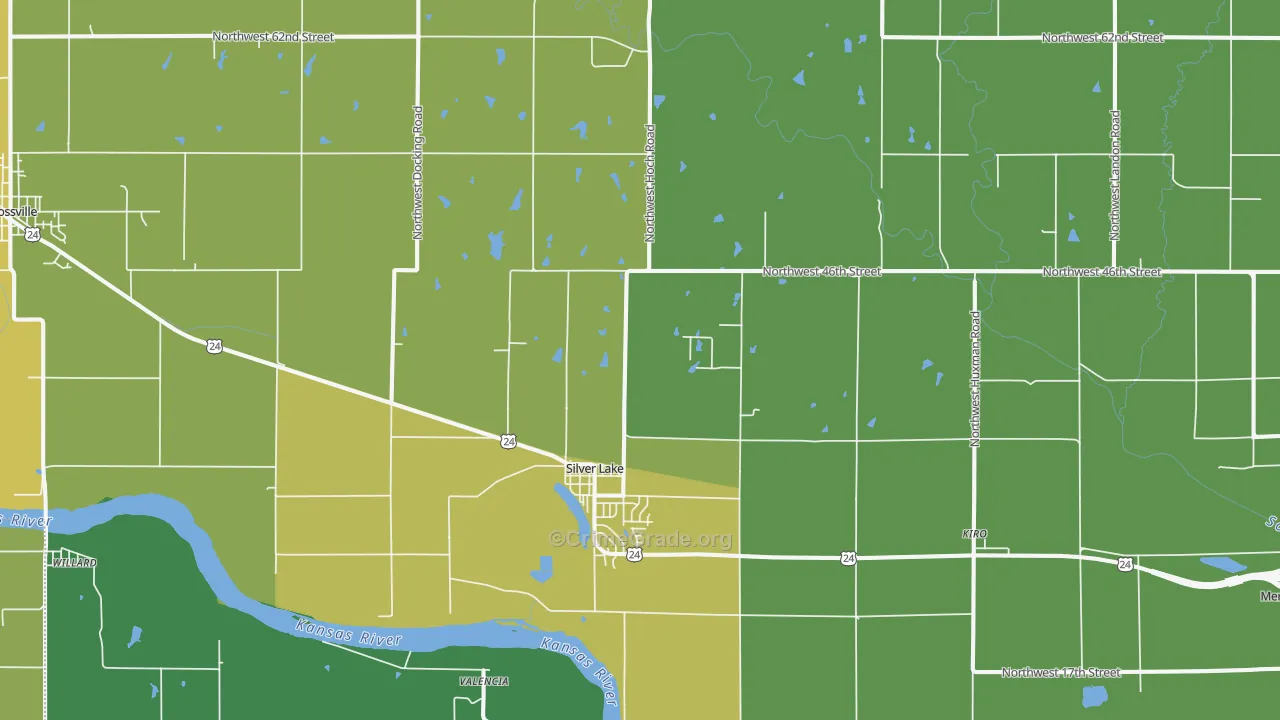 Silver Lake, KS Map of Burglary Rates