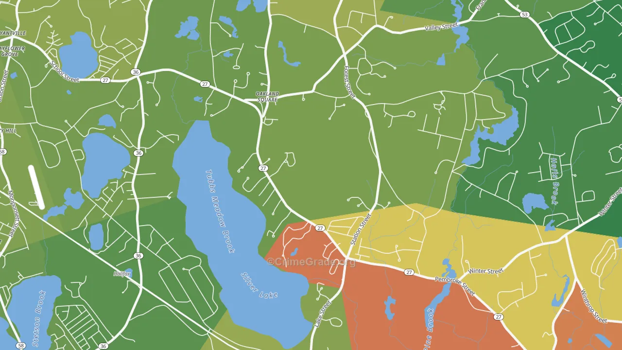 Silver Lake, MA Map of Burglary Rates