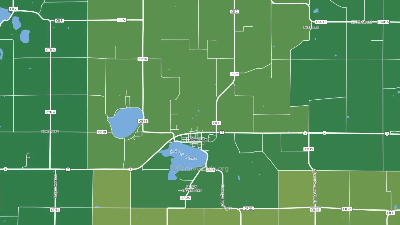 Silver Lake, MN Map of Burglary Rates