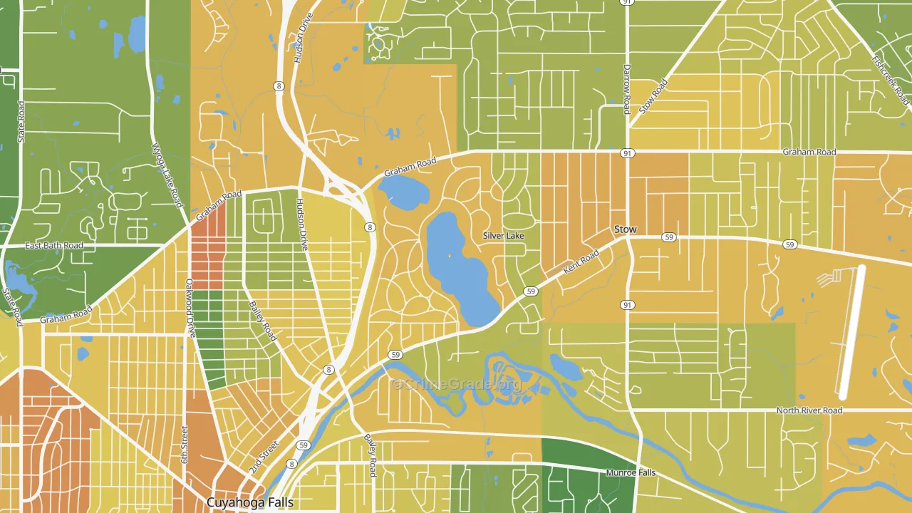 Silver Lake, OH Map of Burglary Rates
