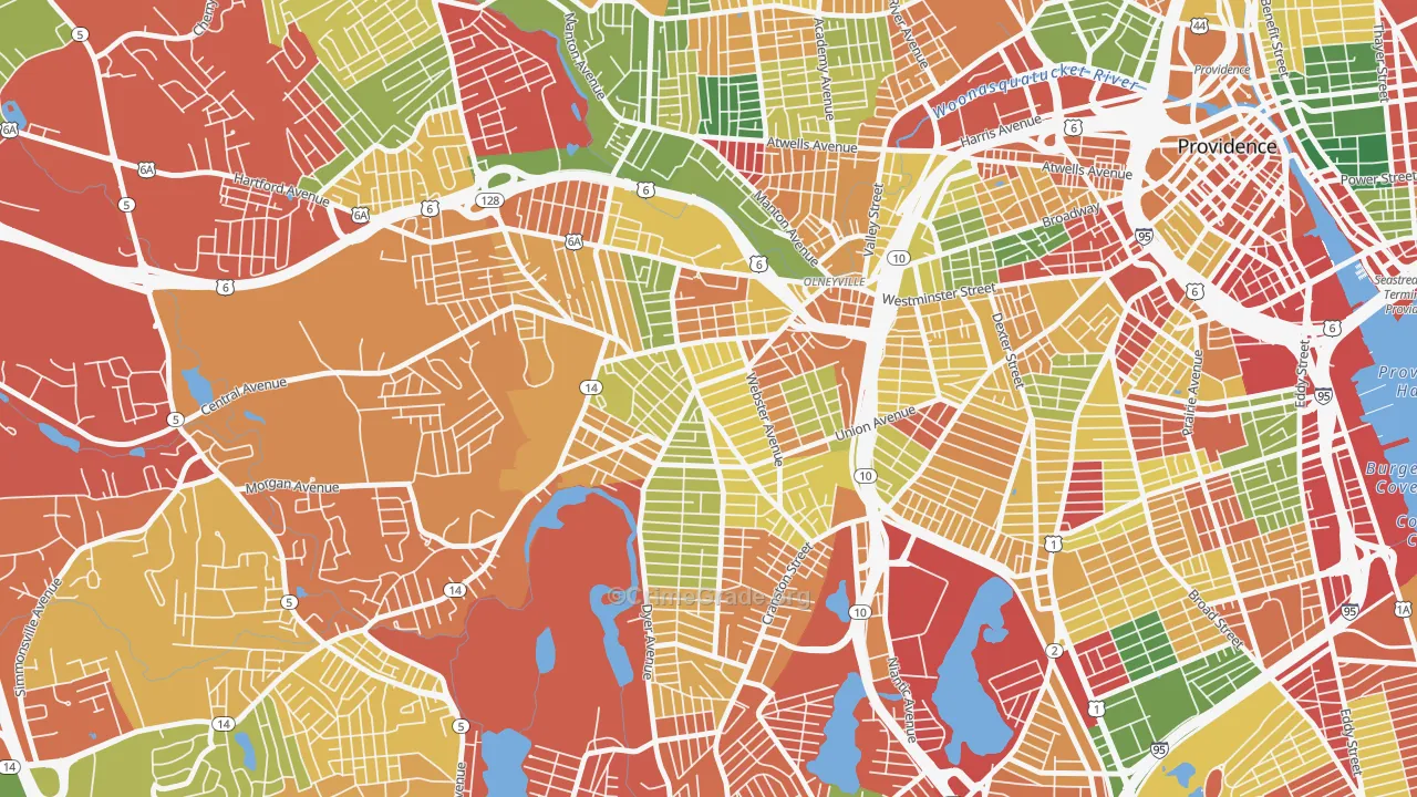 Silver Lake, Providence, RI Map of Burglary Rates