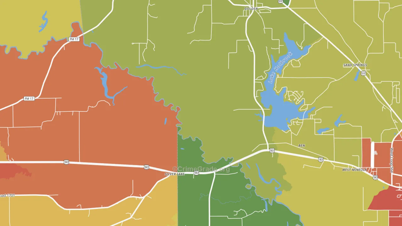 Silver Lake, TX Map of Burglary Rates