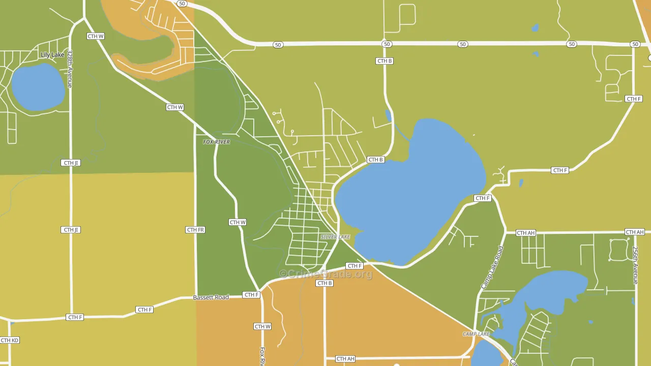 Silver Lake, WI Map of Burglary Rates