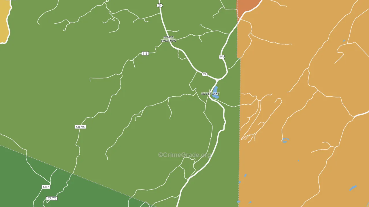 Silver Lake, WV Map of Burglary Rates