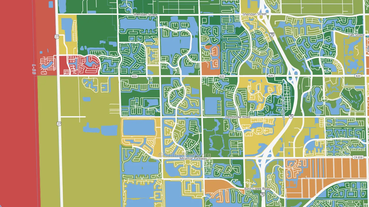 Silver Lakes, Pembroke Pines, FL Map of Burglary Rates