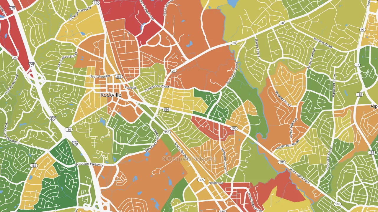 Silver Rock, Rockville, MD Map of Burglary Rates