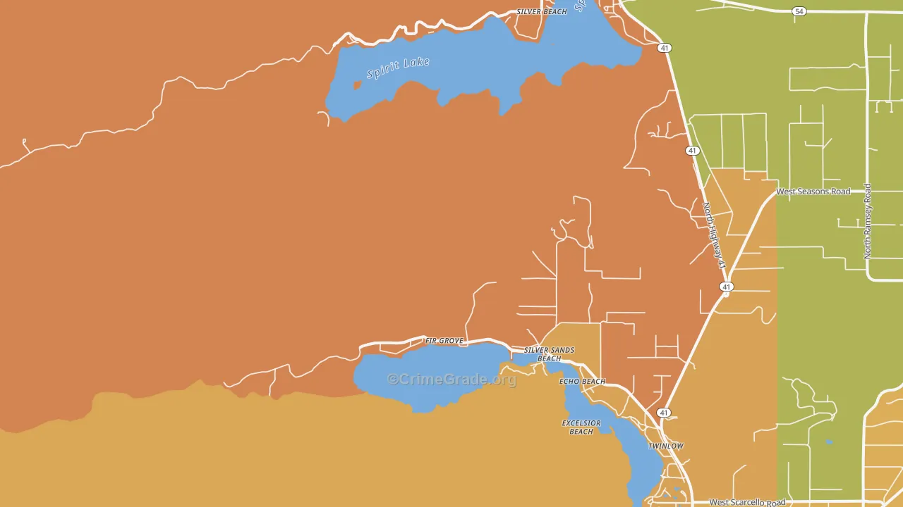 Silver Sands Beach, ID Map of Burglary Rates
