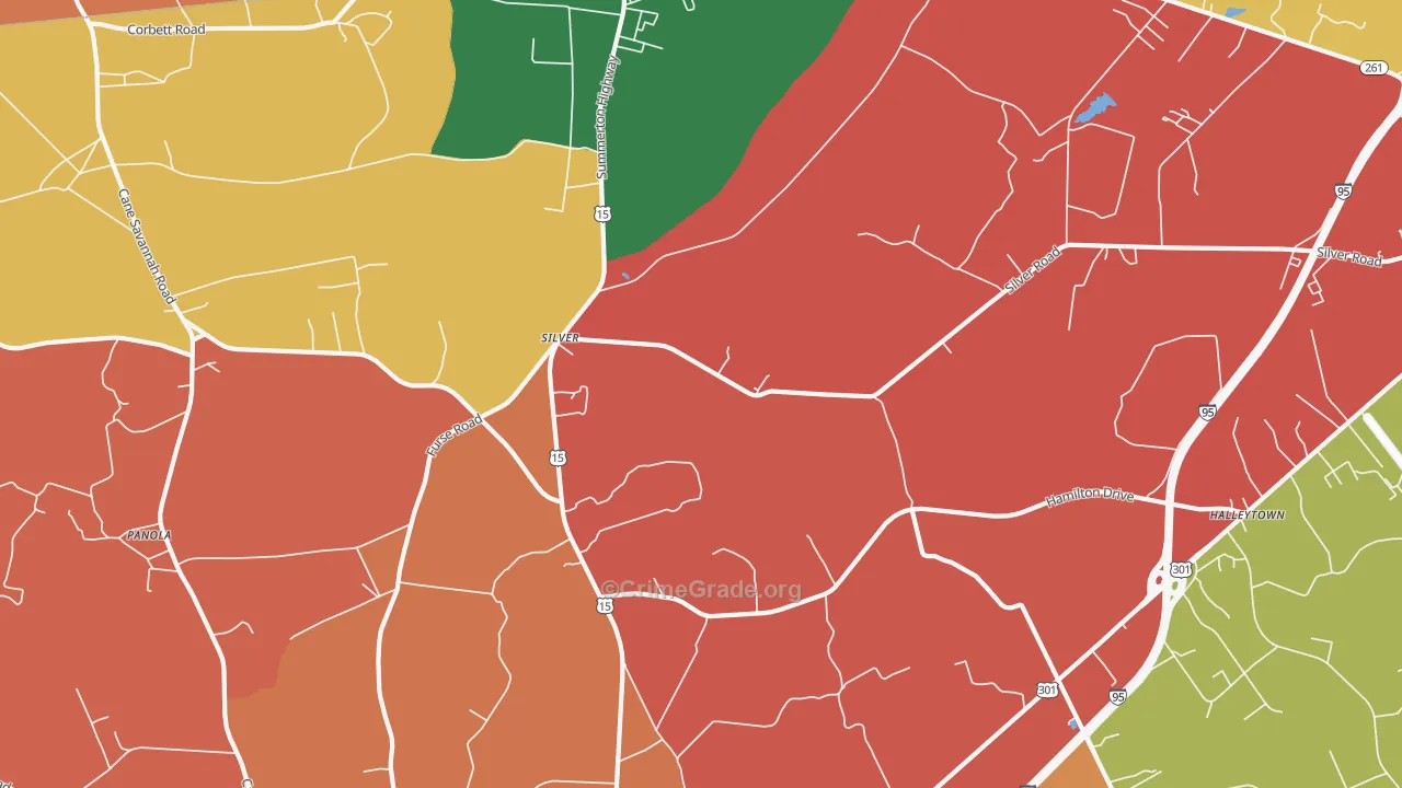 Silver, SC Map of Burglary Rates